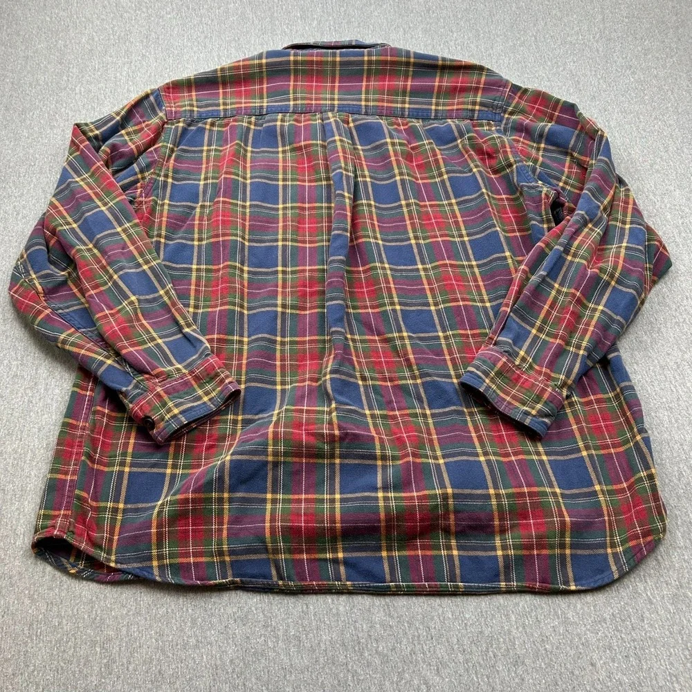 LL Bean Long Sleeve Button Down Flannel Shirt Mens Large Regular‎ Plaid 0BHF4